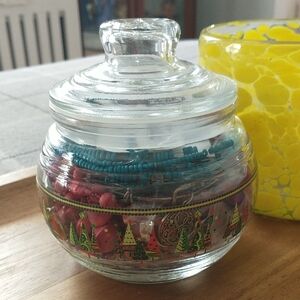 Festive Glass Jewelry Jar